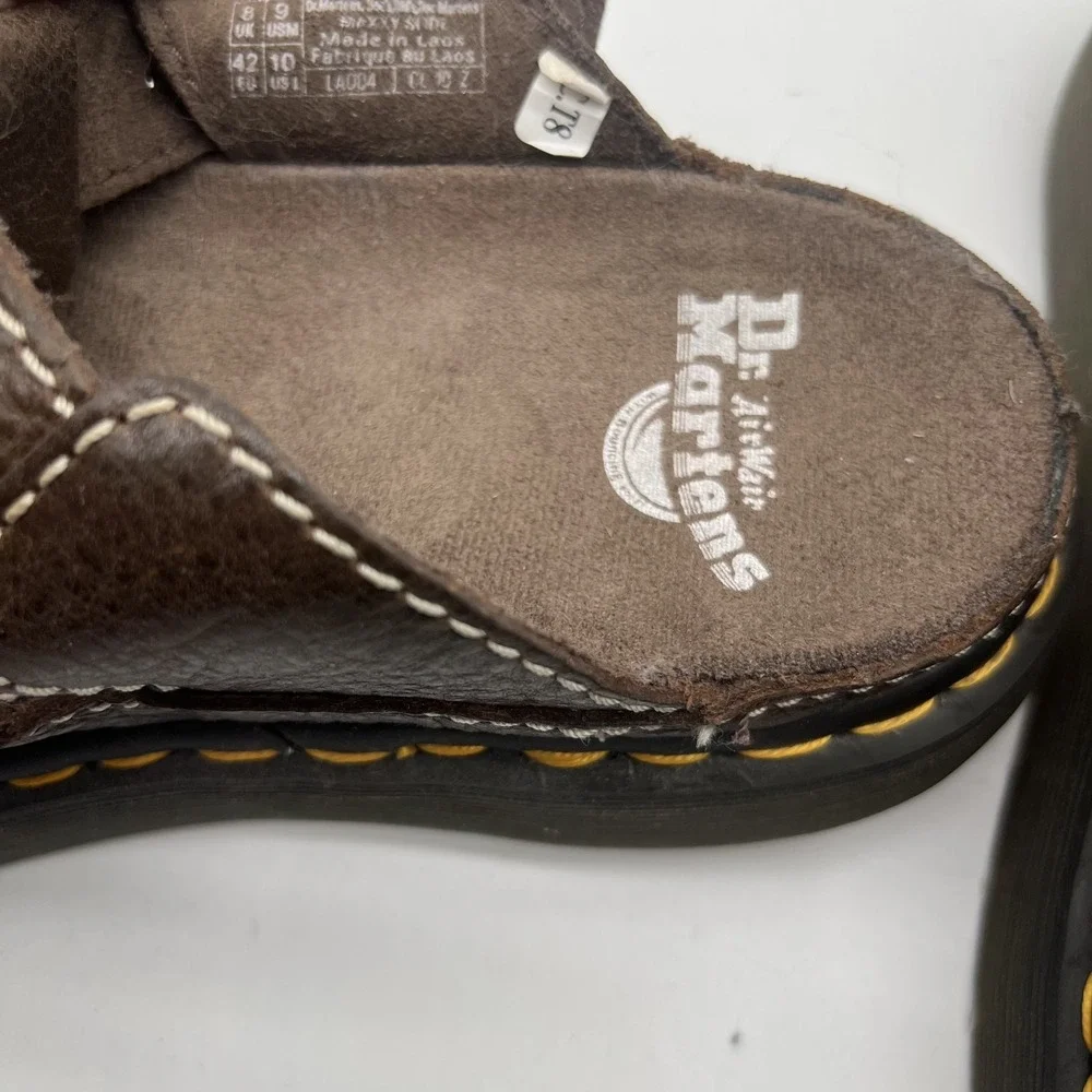 Dr Martens Maxxy Slide Brown Leather Fisherman Sandals Mens 9 Womens 10 UK 8